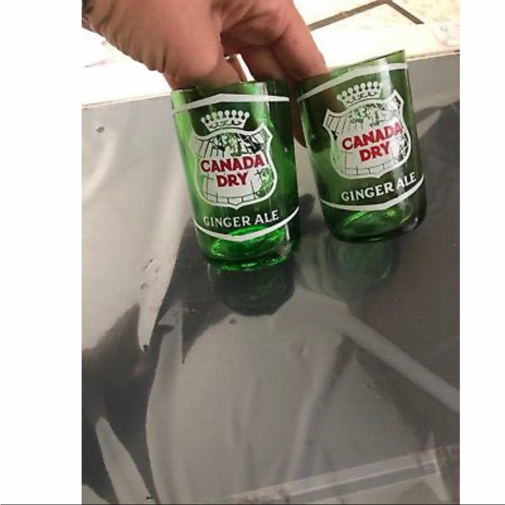 Vintage green glass juice cups